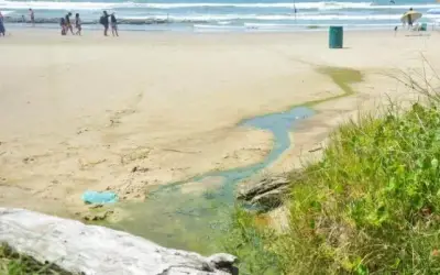 Esgoto corre pelas areias da Praia da Cal, em Torres